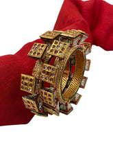 Designer Multi Color Meenakari Lotus Print Pacheli Bangles For Women Bangles